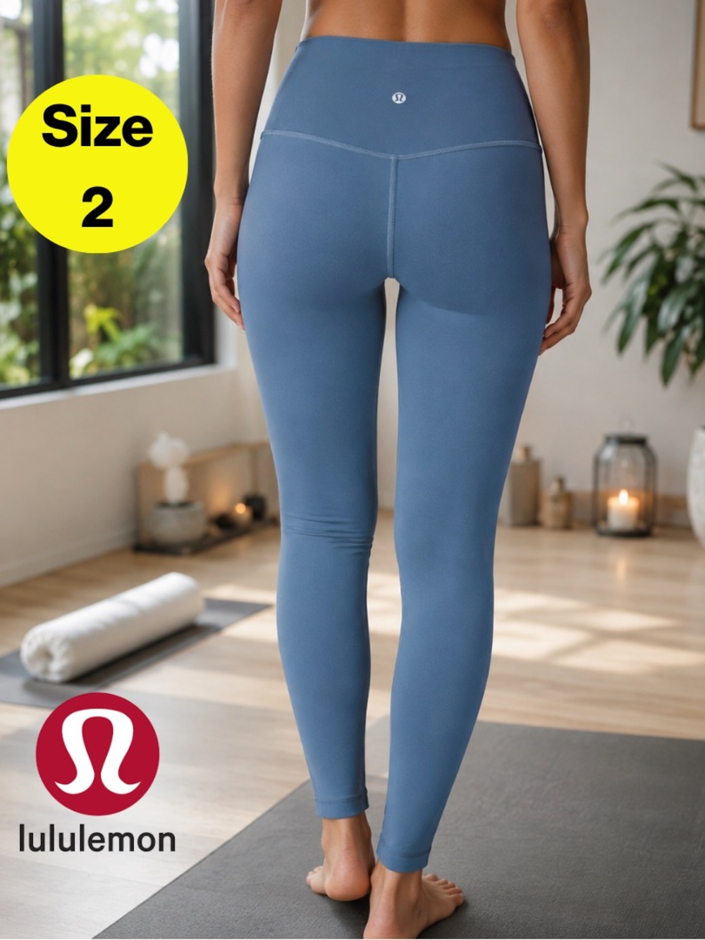 LULULEMON 🩵 Dusty Blue, High-Rise, Stretchy Yoga Leggings (Women’s Size 2)
